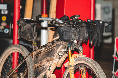 Jeff Kerkove's DOOM race bike loaded with bikepacking bags