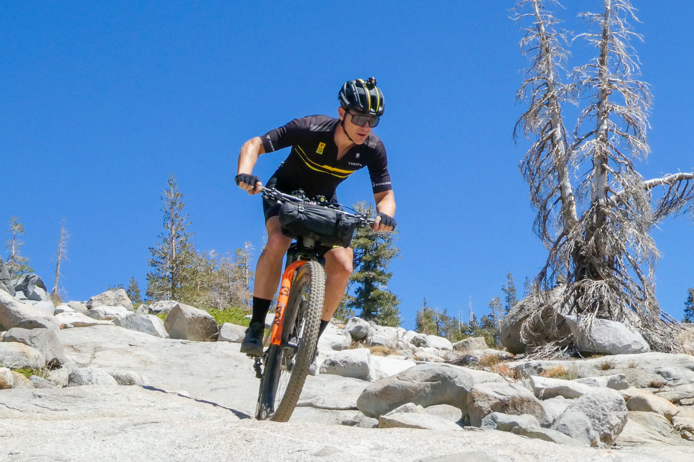 Limar athlete Jeff Kerkove rides mountain bike near Lake Tahoe
